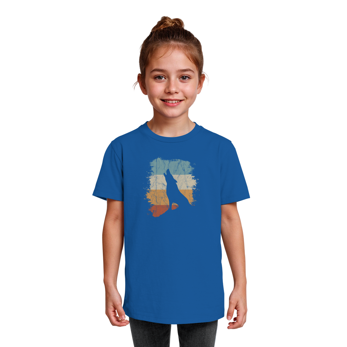 Retro Style lässig heulender Wolf  - Kids Organic Shirt
