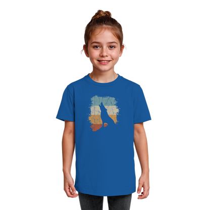 Retro Style lässig heulender Wolf  - Kids Organic Shirt