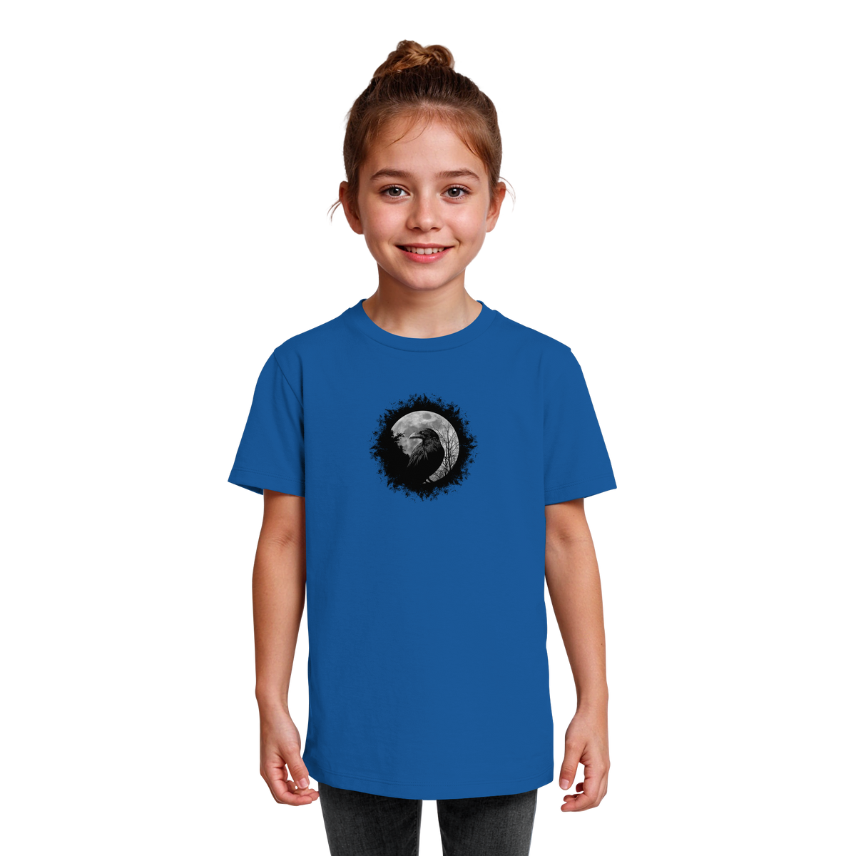 Schwarzer Rabe bei Vollmond  - Kids Organic Shirt