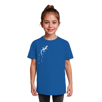 Gecko Eidechse Silhouette hell - Kids Organic Shirt