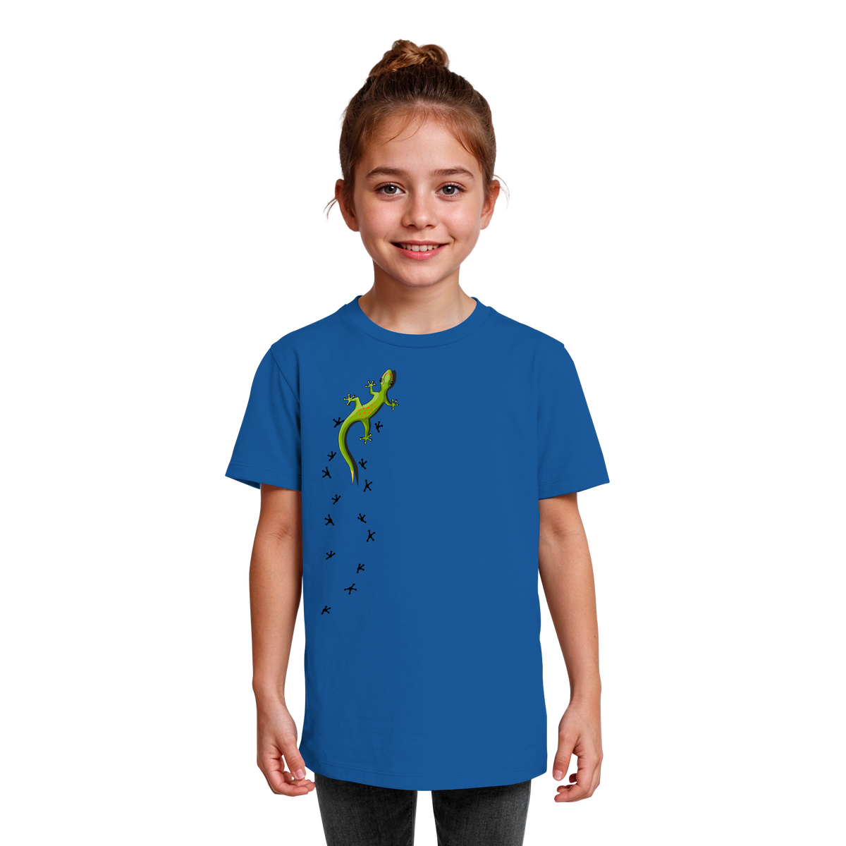 Kletternder Gecko mit Spuren - Kids Organic Shirt