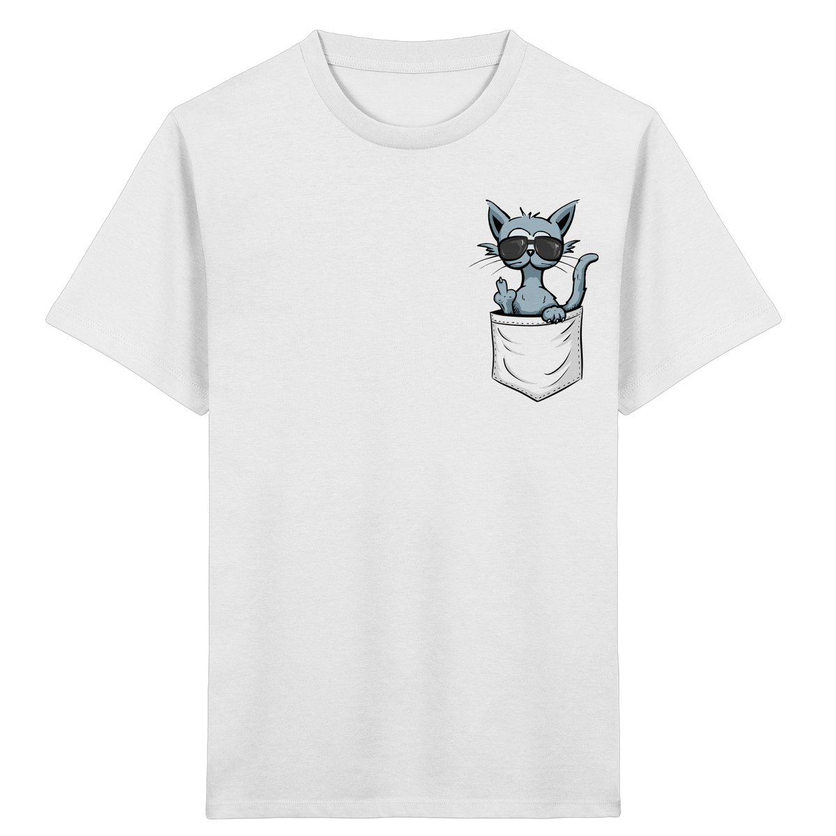 "Fuck Off" Mittelfinger Katze in der Tasche - Kids Organic Shirt
