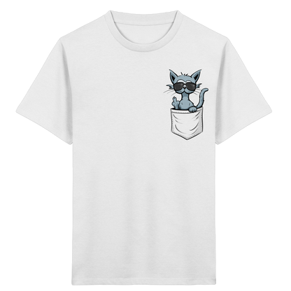 "Fuck Off" Mittelfinger Katze in der Tasche - Kids Organic Shirt