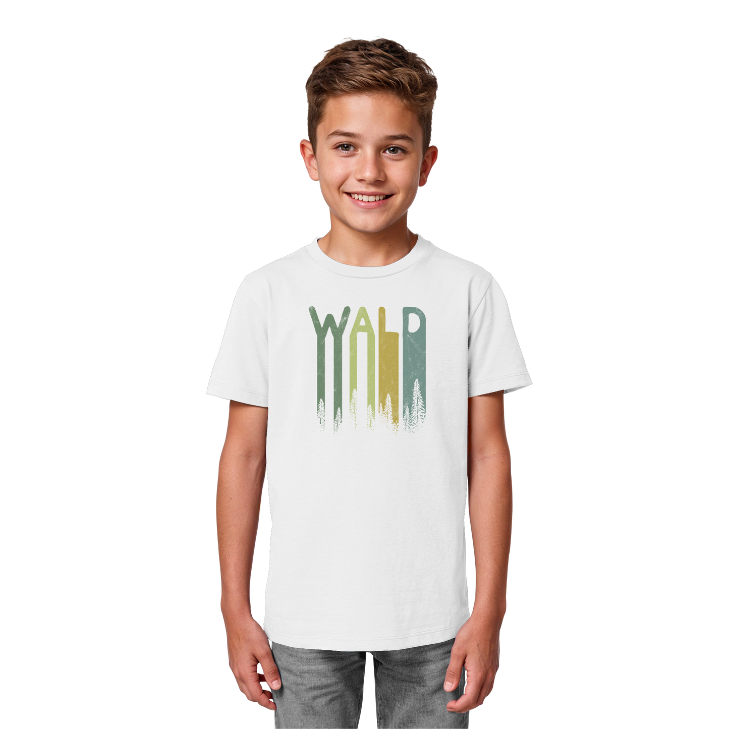 Wald Retro Forst Schriftzug - Kids Organic Shirt