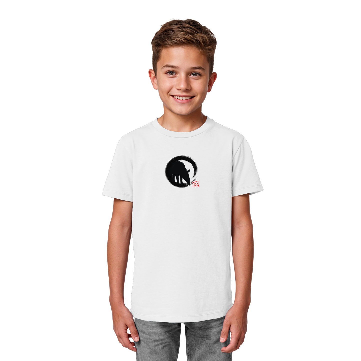 Zen Tapir im japanischen Enso Kreis - Kids Organic Shirt