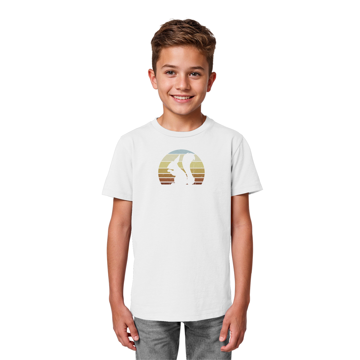 Retro Eichhörnchen Silhouette - Kids Organic Shirt