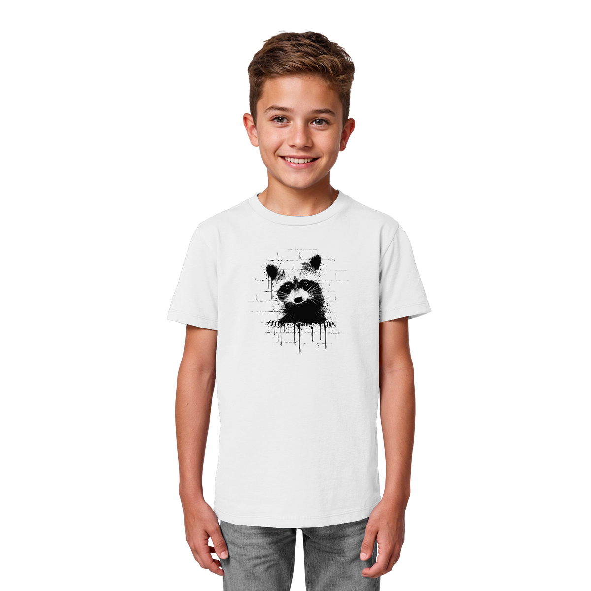 Funky Street Art Waschbär - Kids Organic Shirt