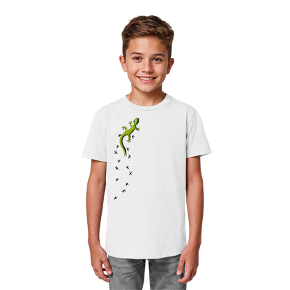 Kletternder Gecko mit Spuren - Kids Organic Shirt