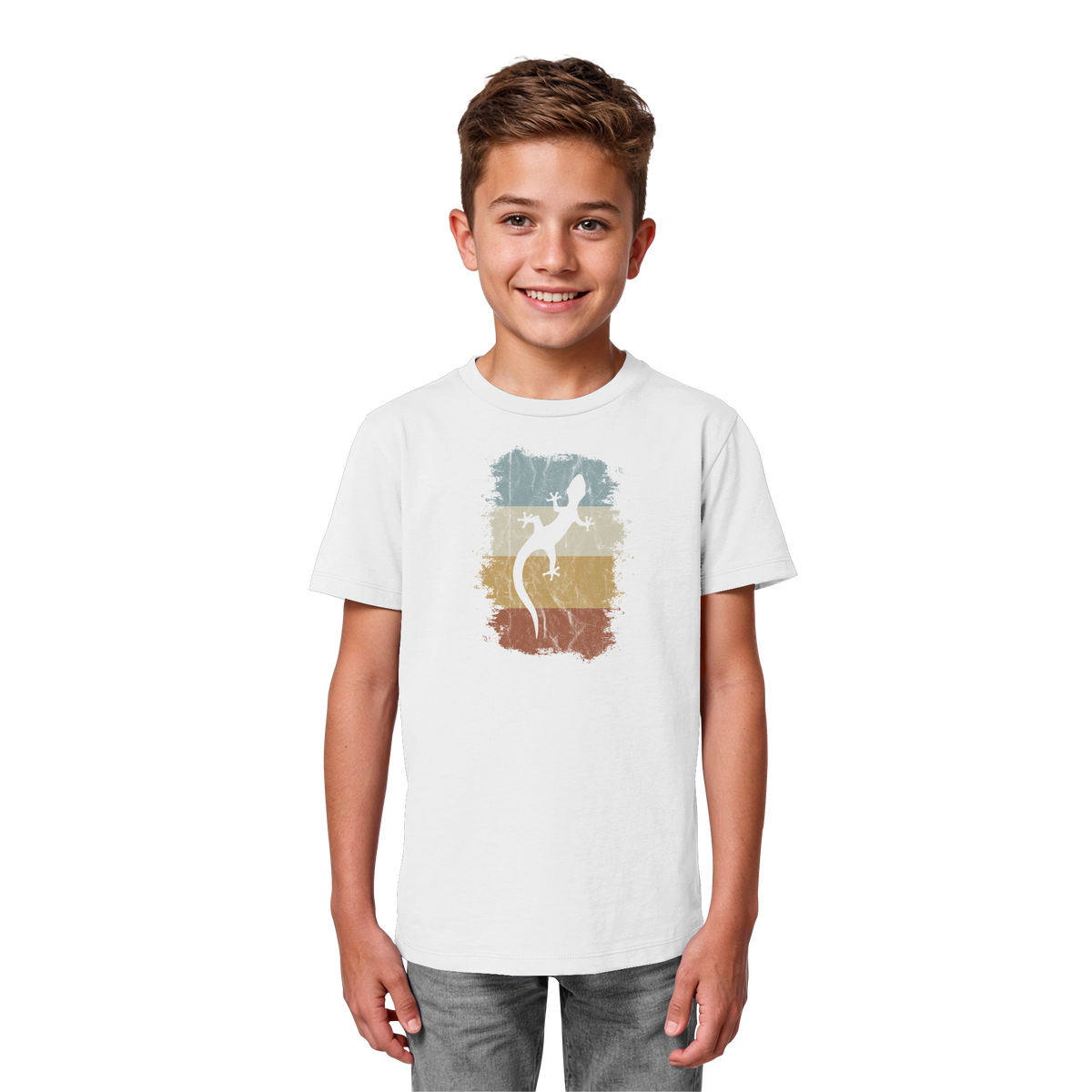 Retro Gecko Salamander Silhouette - Kids Organic Shirt