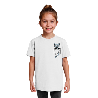 Verrückte Katze in Deiner Brust-Tasche - Kids Organic Shirt