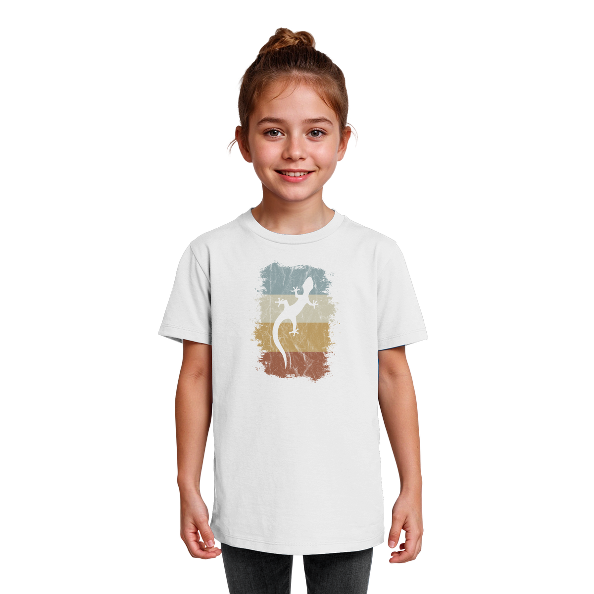 Retro Gecko Salamander Silhouette - Kids Organic Shirt