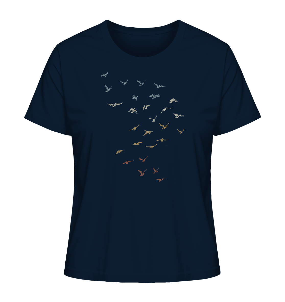 Retro Vogel Schwarm - Ladies Organic Shirt