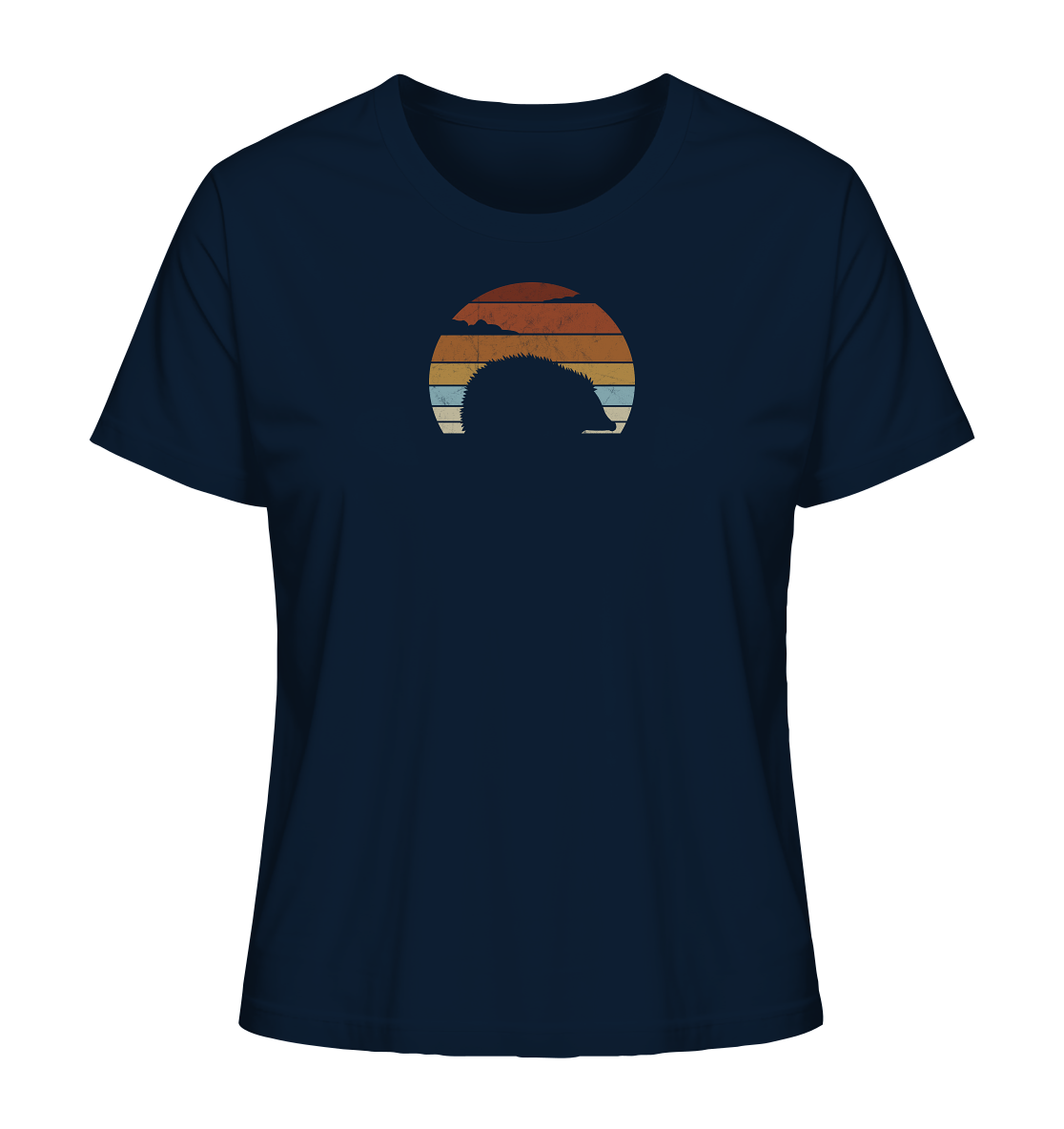 Retro Igel Silhouette im Sonnenuntergang - Ladies Organic Shirt