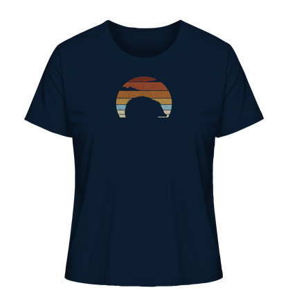 Retro Igel Silhouette im Sonnenuntergang - Ladies Organic Shirt