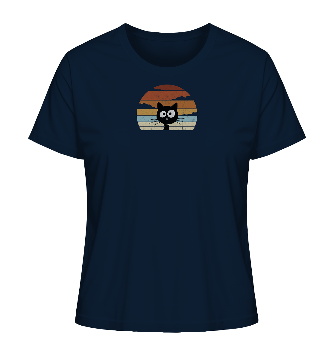 Retro schwarze Katze vor Sonnenuntergang - Ladies Organic Shirt