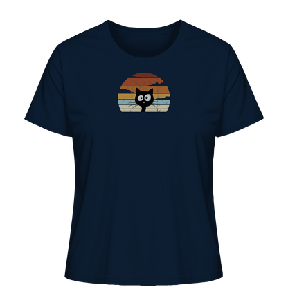 Retro schwarze Katze vor Sonnenuntergang - Ladies Organic Shirt