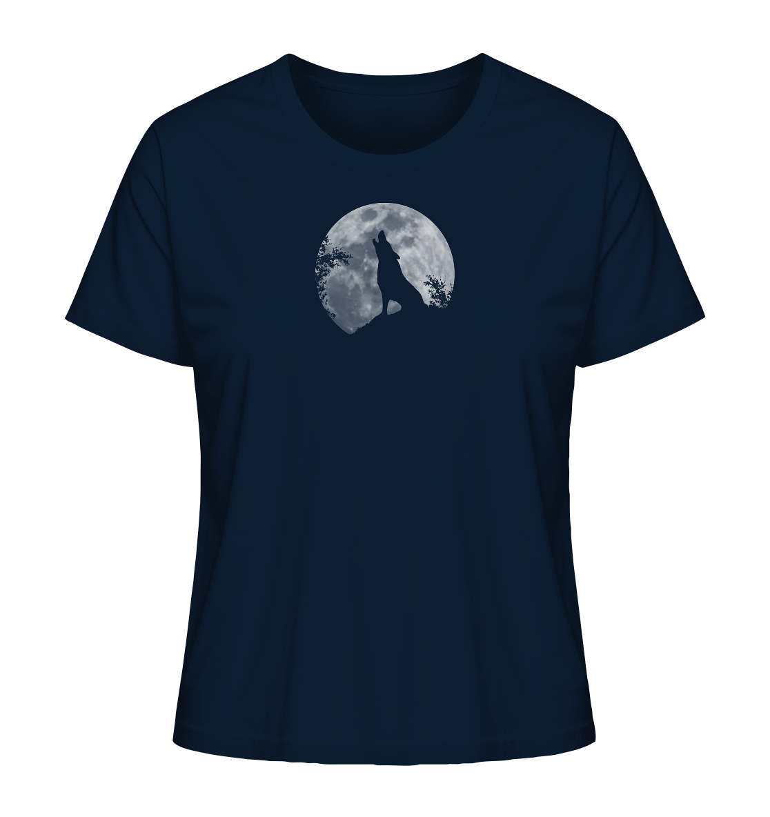 Heulender Wolf Silhouette vor Vollmond - Ladies Organic Shirt
