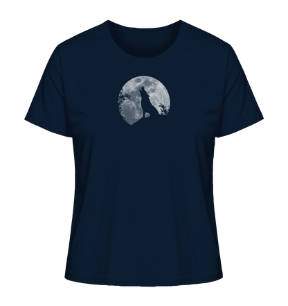 Heulender Wolf Silhouette vor Vollmond - Ladies Organic Shirt