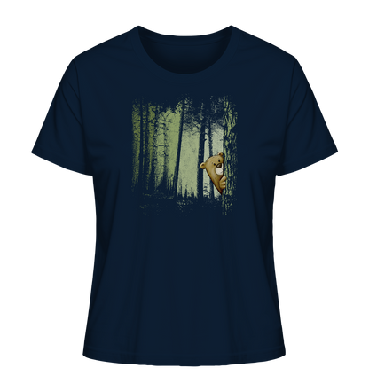 Comic Bär versteckt im Zwielicht Wald - Ladies Organic Shirt