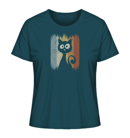 Retro Katze Silhouette - Ladies Organic Shirt