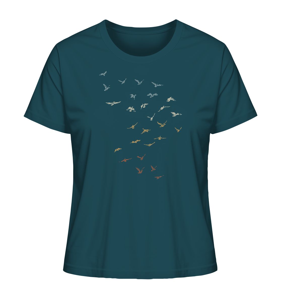 Retro Vogel Schwarm - Ladies Organic Shirt