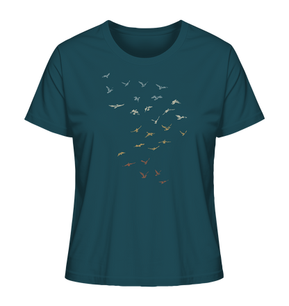 Retro Vogel Schwarm - Ladies Organic Shirt