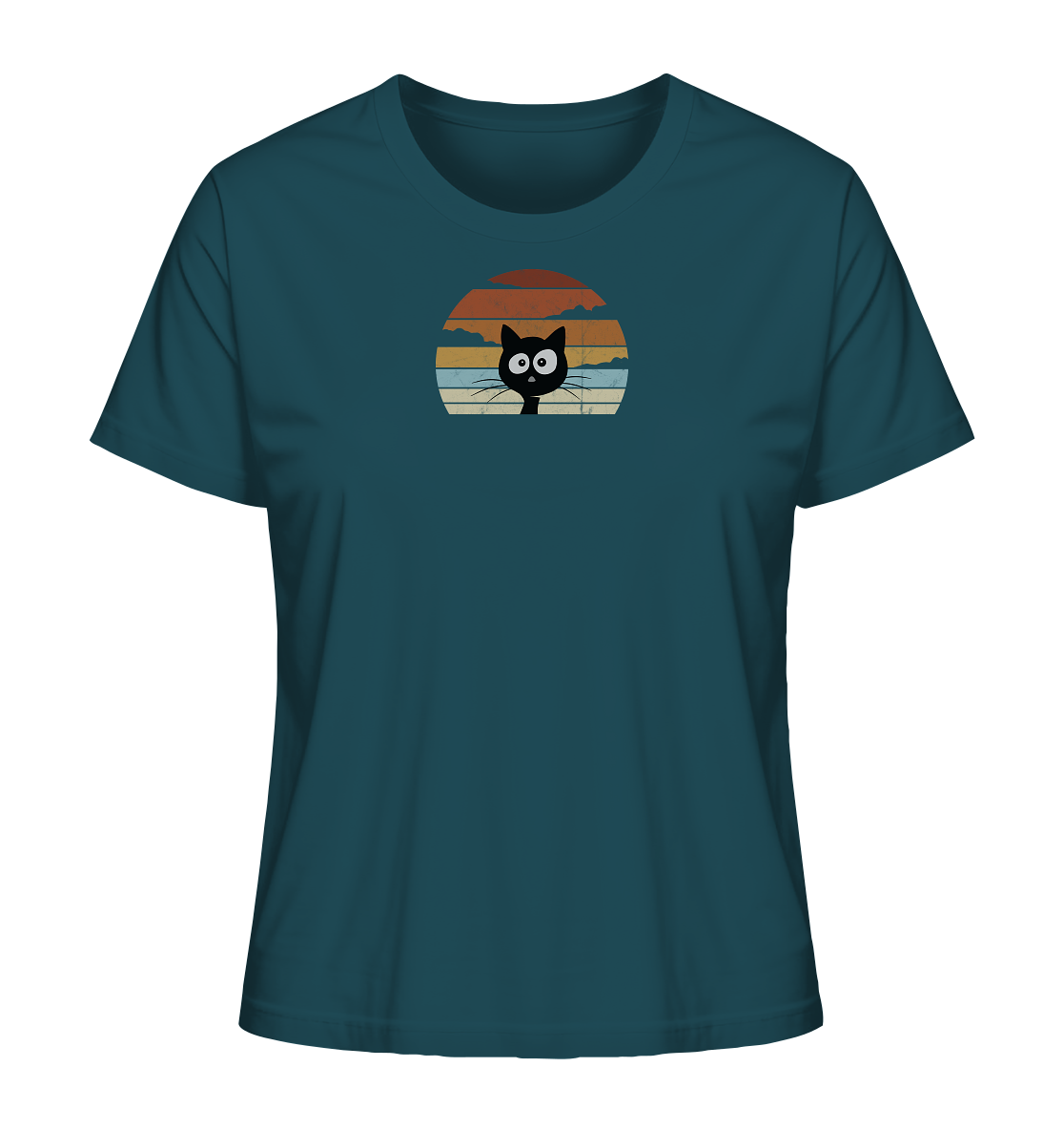 Retro schwarze Katze vor Sonnenuntergang - Ladies Organic Shirt