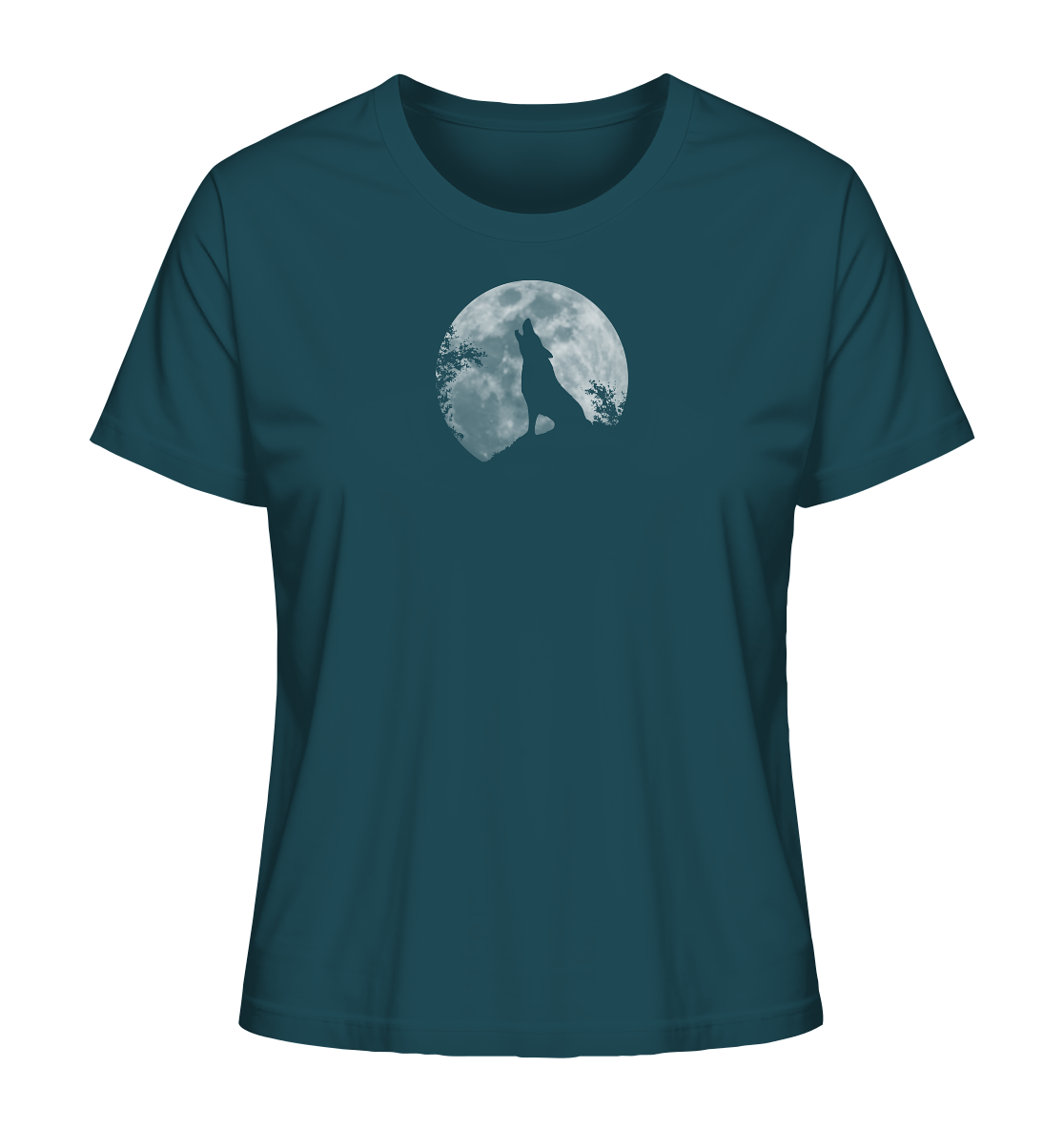 Heulender Wolf Silhouette vor Vollmond - Ladies Organic Shirt