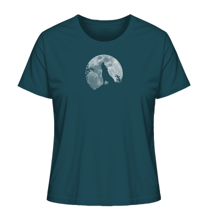 Heulender Wolf Silhouette vor Vollmond - Ladies Organic Shirt