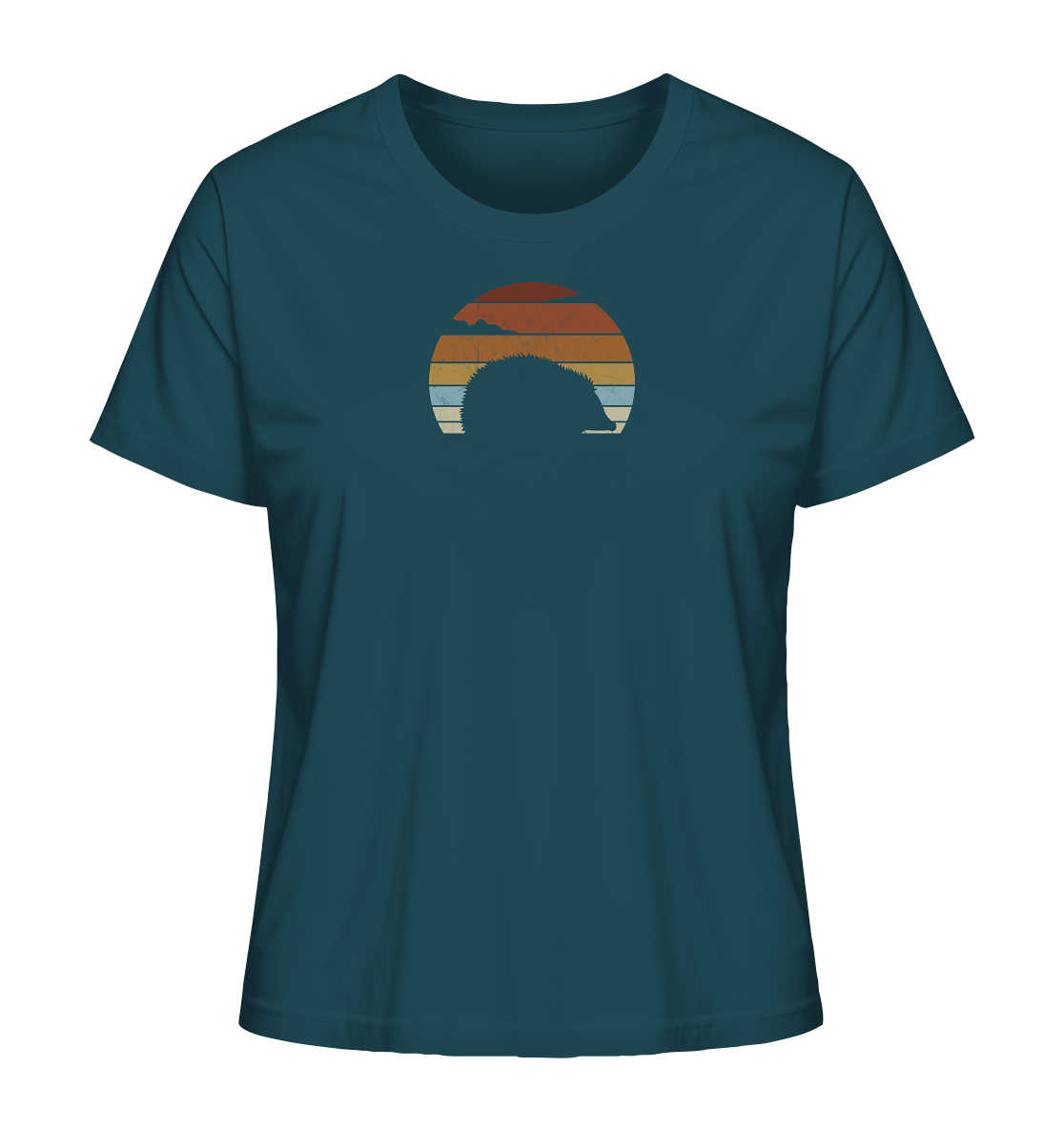 Retro Igel Silhouette im Sonnenuntergang - Ladies Organic Shirt
