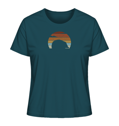 Retro Igel Silhouette im Sonnenuntergang - Ladies Organic Shirt