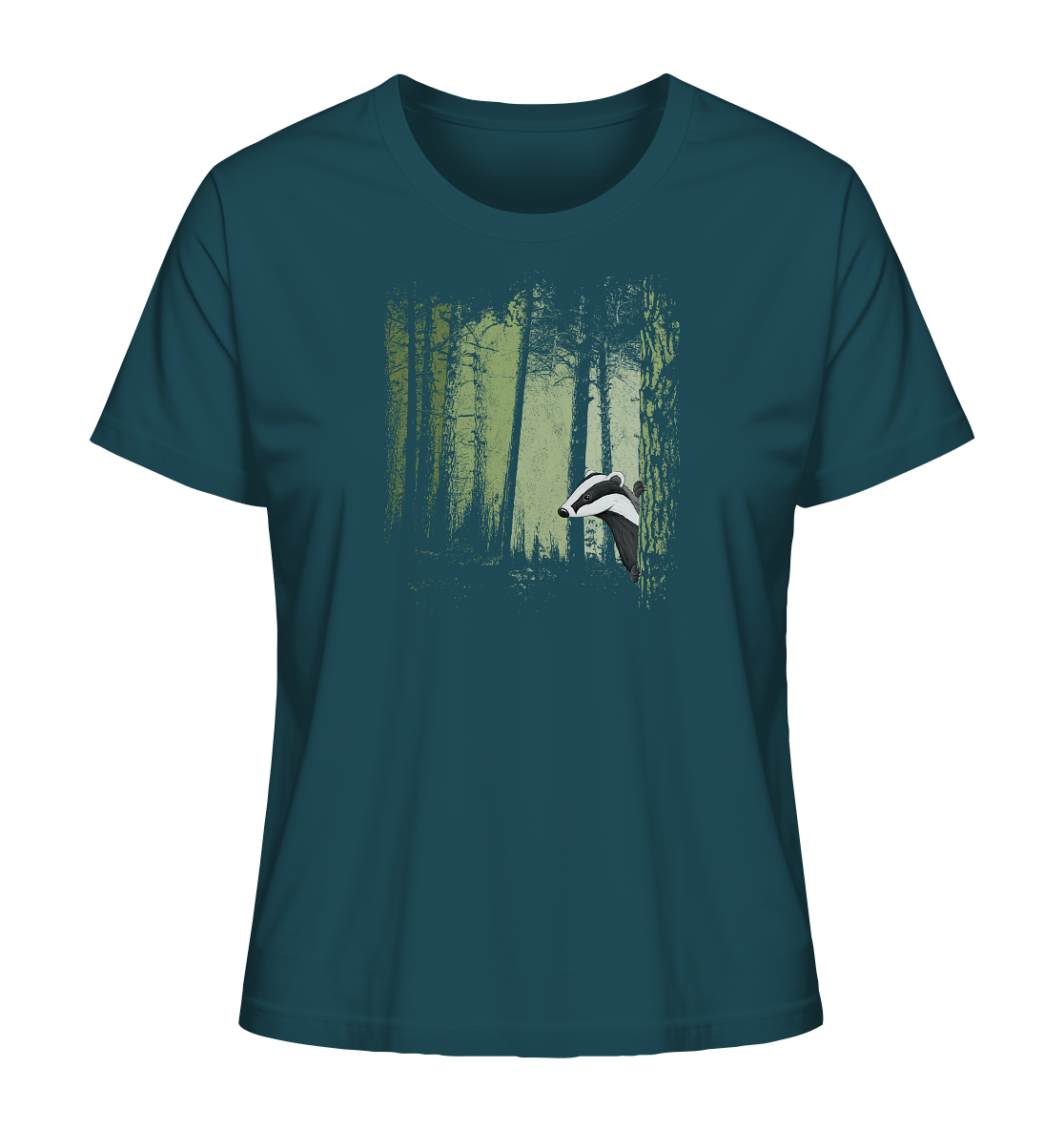 frecher Dachs im Zwielicht Wald - Ladies Organic Shirt