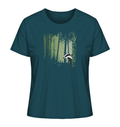 frecher Dachs im Zwielicht Wald - Ladies Organic Shirt