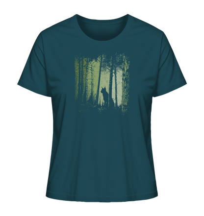 Luchs Wildkatze im Zwielicht Wald - Ladies Organic Shirt