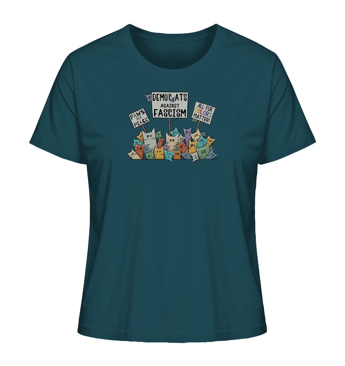 Demo-Katzen gegen Faschismus und für Vielfalt - Ladies Organic Shirt