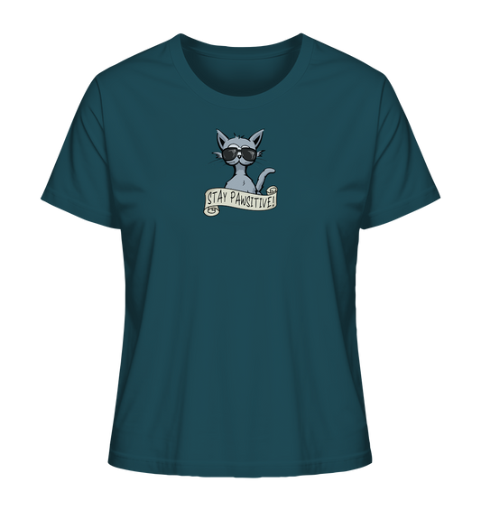 Stay Pawsitive Bleib lässig Hipster Katze - Ladies Organic Shirt
