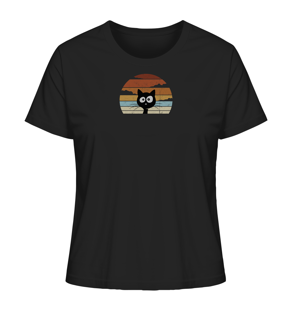 Retro schwarze Katze vor Sonnenuntergang - Ladies Organic Shirt