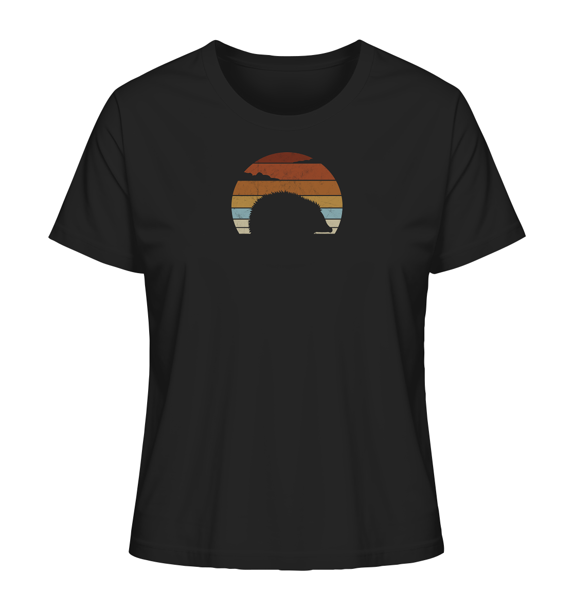 Retro Igel Silhouette im Sonnenuntergang - Ladies Organic Shirt