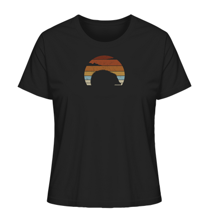 Retro Igel Silhouette im Sonnenuntergang - Ladies Organic Shirt