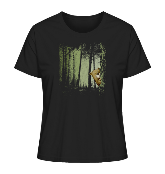 Comic Bär versteckt im Zwielicht Wald - Ladies Organic Shirt