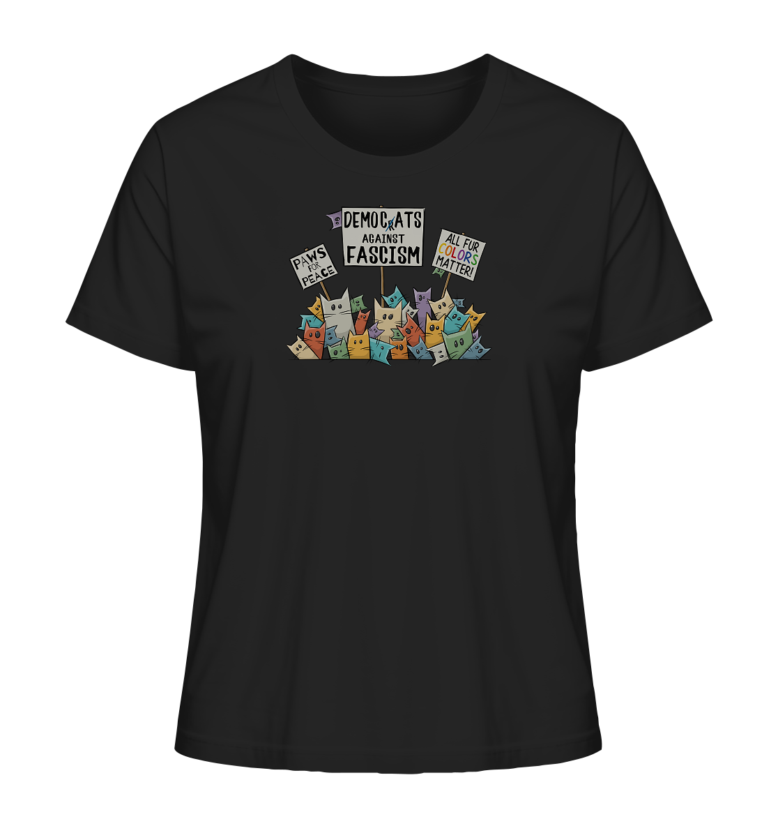 Demo-Katzen gegen Faschismus und für Vielfalt - Ladies Organic Shirt
