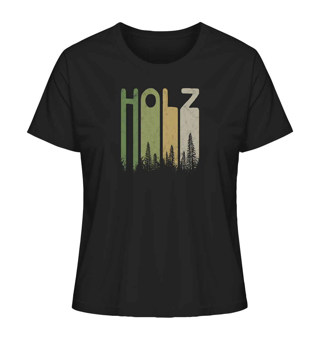 Holz Retro Wald Schriftzug - Ladies Organic Shirt