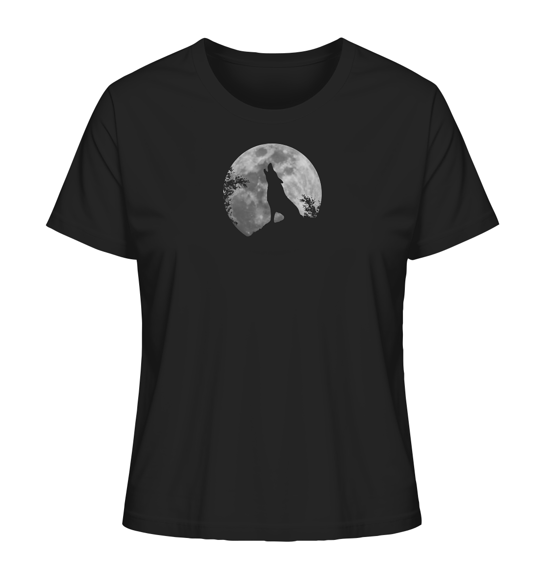 Heulender Wolf Silhouette vor Vollmond - Ladies Organic Shirt