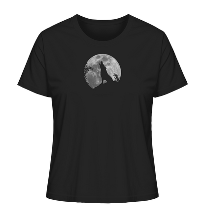 Heulender Wolf Silhouette vor Vollmond - Ladies Organic Shirt