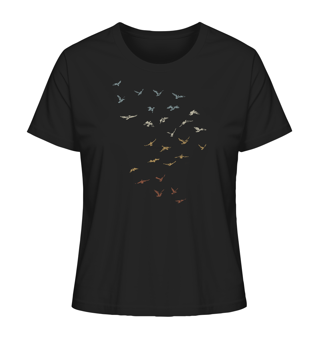 Retro Vogel Schwarm - Ladies Organic Shirt