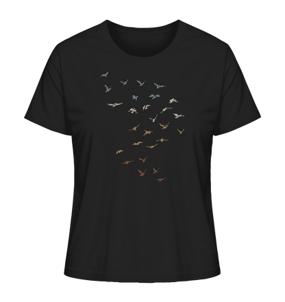 Retro Vogel Schwarm - Ladies Organic Shirt
