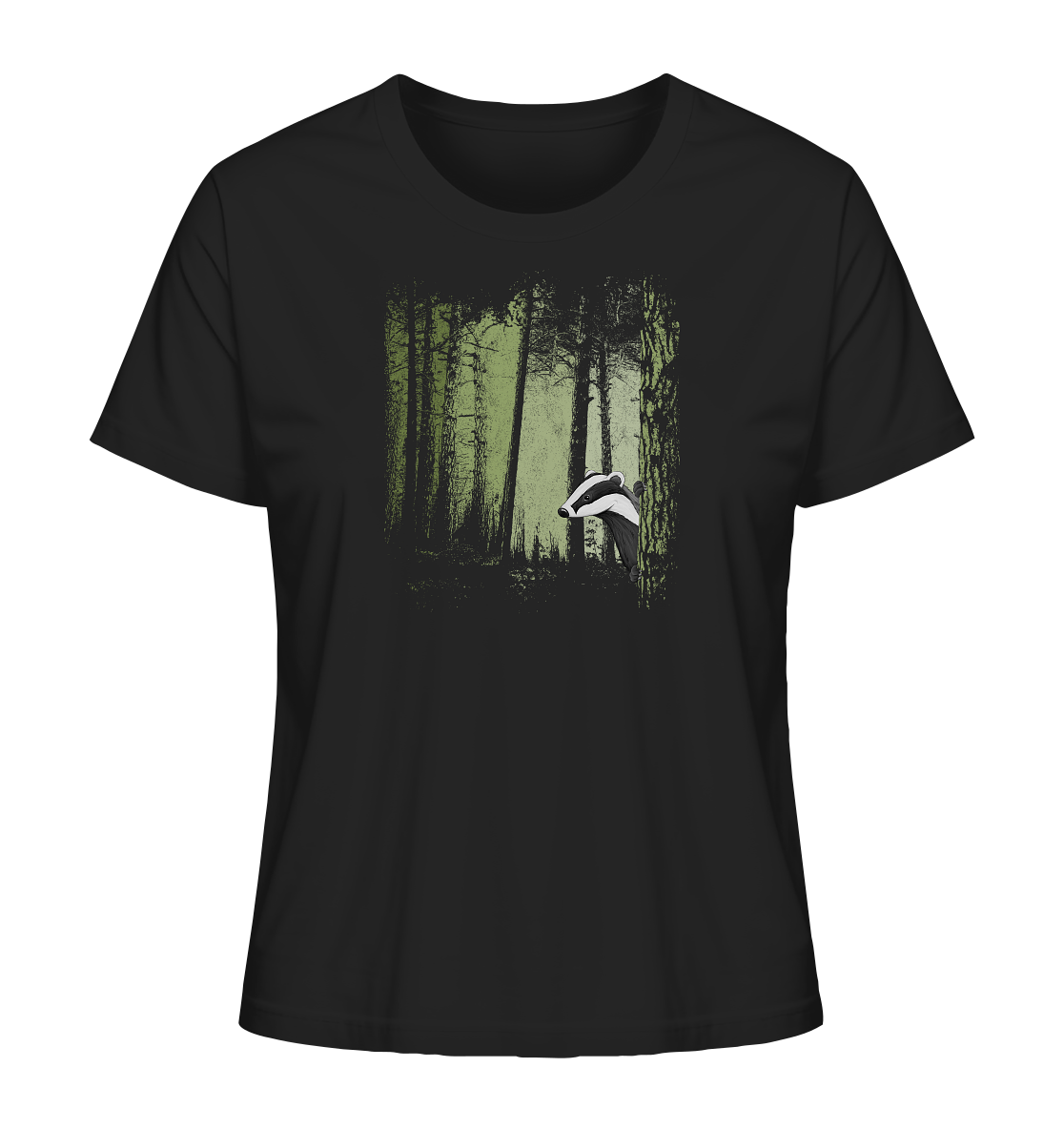 frecher Dachs im Zwielicht Wald - Ladies Organic Shirt