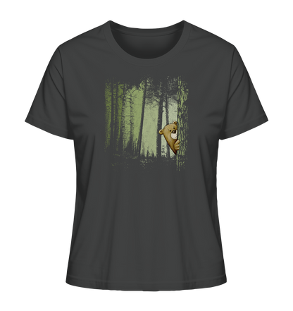 Comic Bär versteckt im Zwielicht Wald - Ladies Organic Shirt