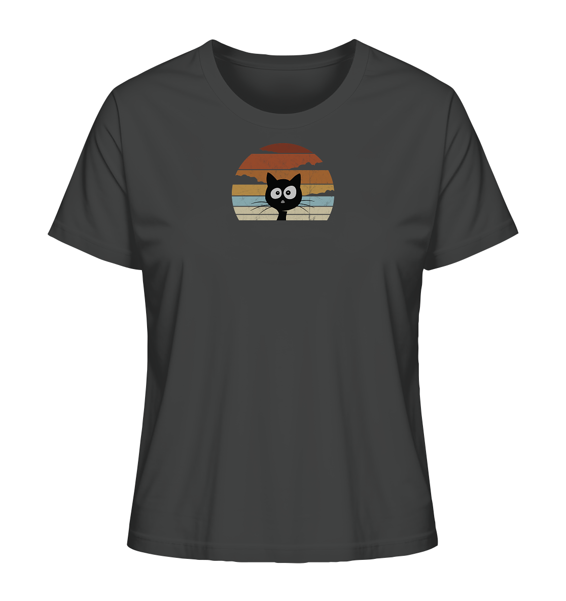 Retro schwarze Katze vor Sonnenuntergang - Ladies Organic Shirt