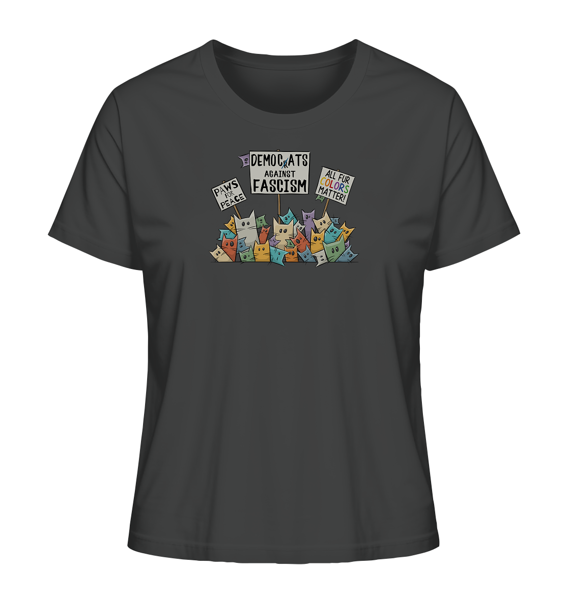 Demo-Katzen gegen Faschismus und für Vielfalt - Ladies Organic Shirt